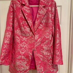 Pink and Silver Brocade Blazer - Size 14
